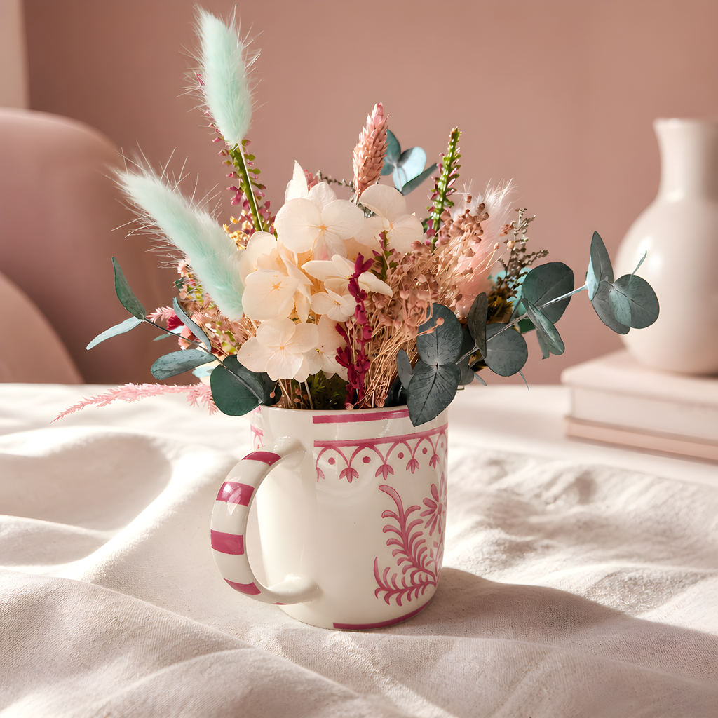 Taza acuarela rosa