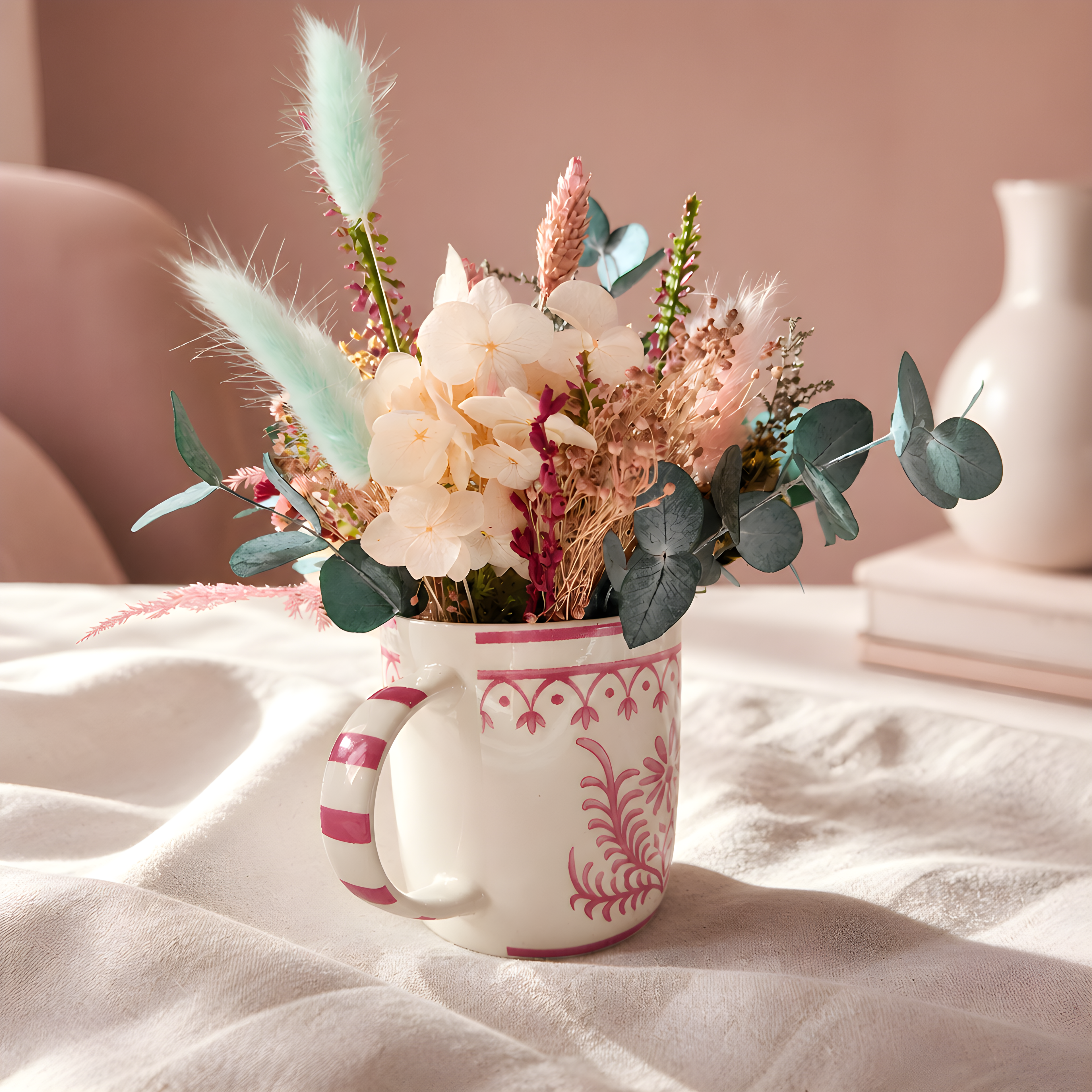 Taza acuarela rosa