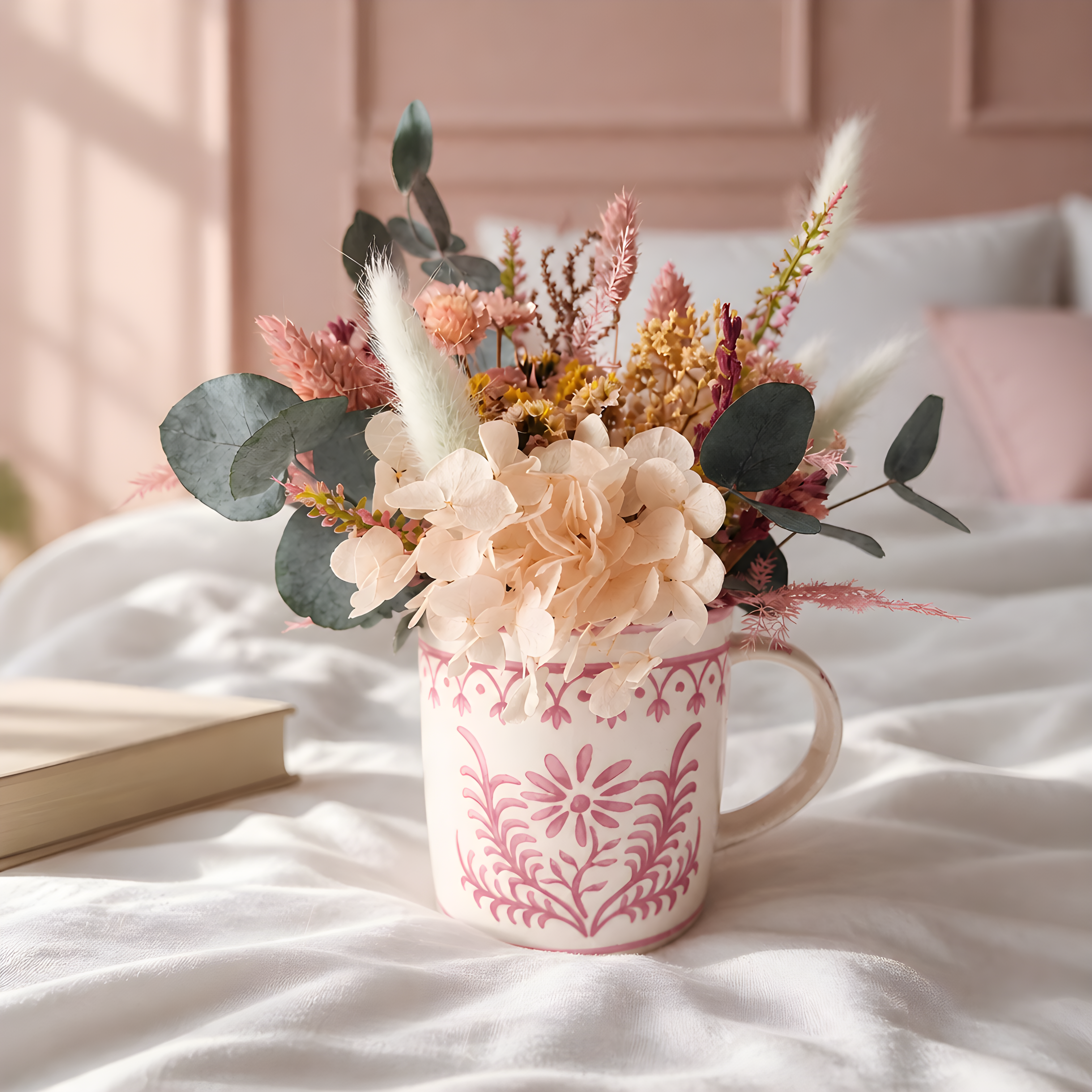 Taza acuarela rosa